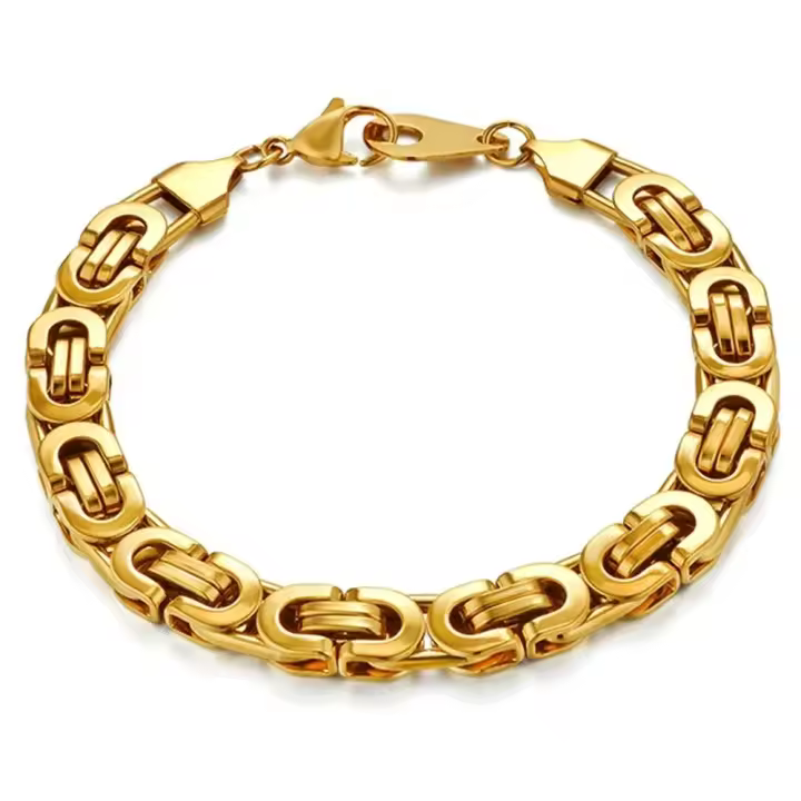 Pulsera De Cadena Punk Bizantina De 8mm En Color Oro Acero Inoxidable Para Hombres Y Mujeres Joyería Vintage De Moda Regalo - 1