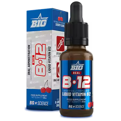BIG -REAL B12 30ML - de BIGscience es una nueva formulación de vitamina B12 en un novedoso formato líquido de administración oral, que proporciona todos los beneficios conocidos de la vitamina B12 - 1