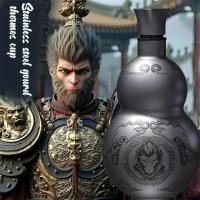 Botella De Agua Portátil Wukong Gourd 500ml Acero Inoxidable 304 Taza Aislada Negra Decoración De Juego De Rol - details 0