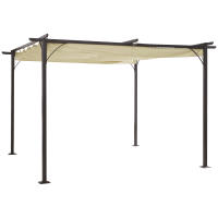 Outsunny Pérgola de Metal Gazebo Cenador para Jardín Patio o Terraza con Techo Retráctil Tela Poliéster Resistente al Agua y UV - details 0