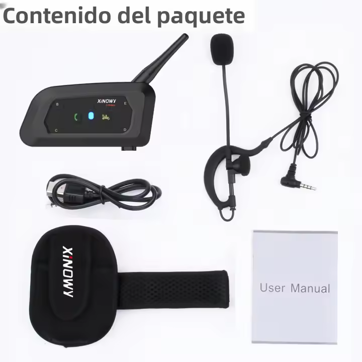 Auriculares De Bluetooth XiNOWy V6C pro Duplex Completo 1200M Para Fútbol 2 Arbitros Intercomunicación Auricular Monaural Impermeables Con Cancelación De Ruido Para Casco - 1