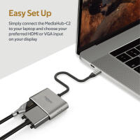 Promate MediaHub-C2 Adaptador USB-C a VGA/HDMI - details 1