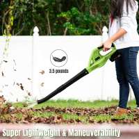 Soplador de hojas inalámbrico inalámbrico de 21 V con 2 baterías y cargador, modo de 2 velocidades, soplador de hojas ligero de 2.0 Ah para el cuidado del césped, patio, hojas sopladoras - details 5