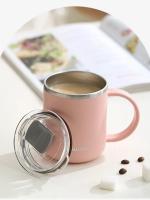 Taza De Acero Inoxidable 450ml Con Capa Doble Taza De Café Con Tapa De Plástico Y Asa Para Uso Doméstico Y Oficina Regalo - details 6