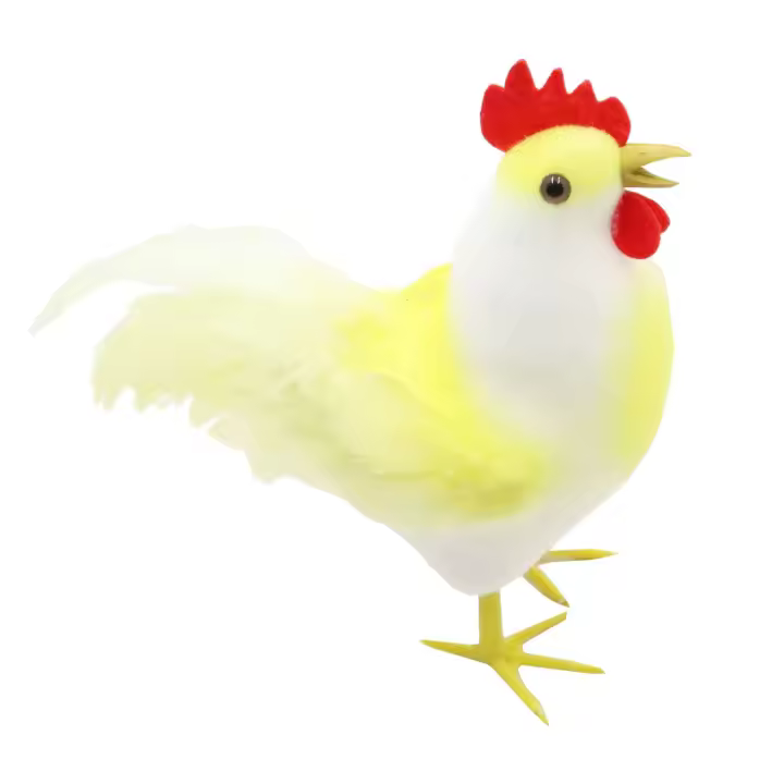 Estatua De Gallo Simulada Con Plumas Animal Ornamento Creativo Y Divertido Para Escritorio Jardín Patio Jardín Arte Ornamentos - 1