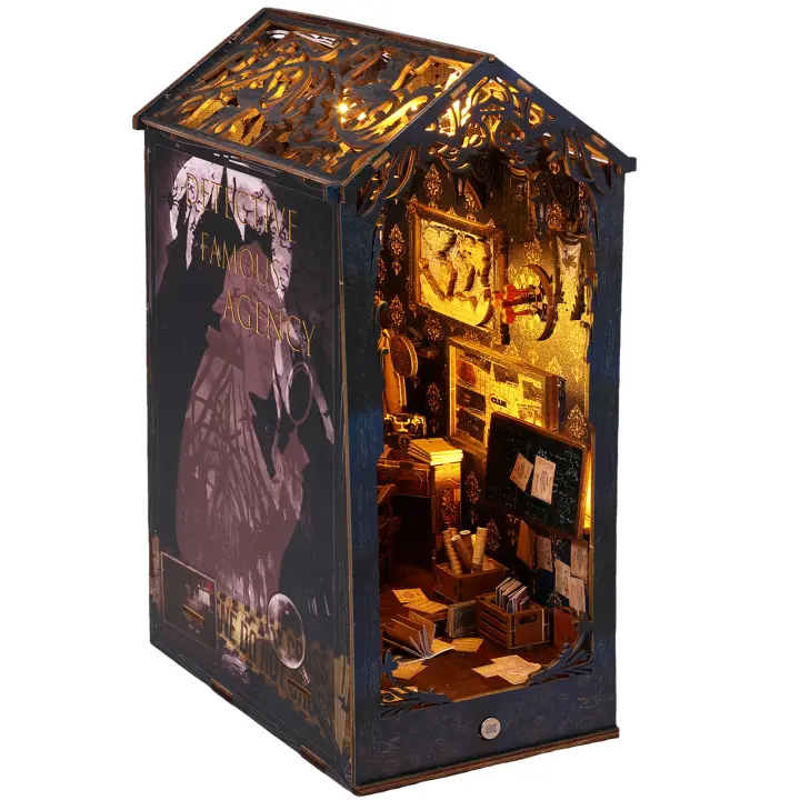 Kit De Nook De Libros DIY Con Luz 3D Puzzle De Madera Miniatura De Casa De Muñecas Decoración De Estante Inserto Modelo De Casa De Muñecas - 1