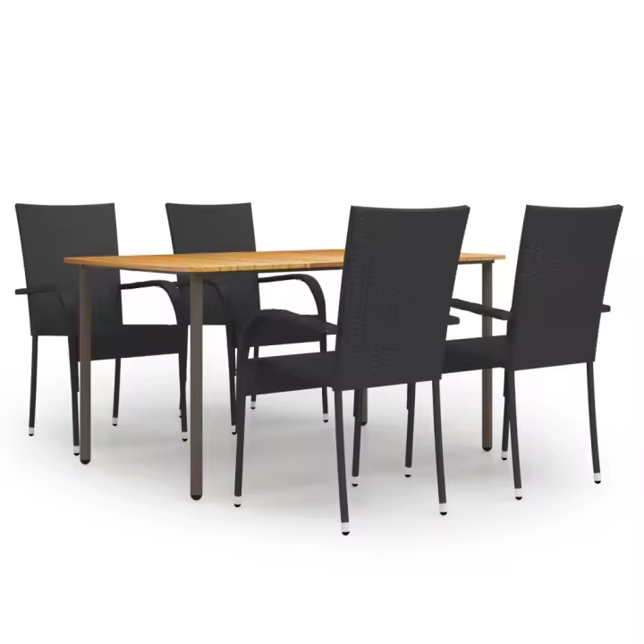 VidaXL Conjunto de jardín 1 mesa + 4 sillas de ratán - 1