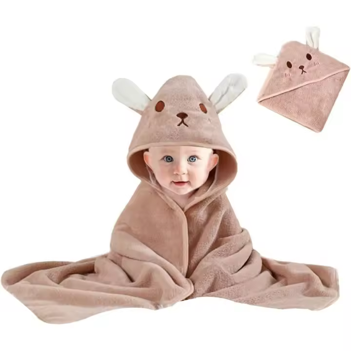 PORCHEDDU Toalla Bebe with Caucha Niño y Niña Toalla Bebe Recien Nasido Suave y Absorbent Albornoz Bebe 80x80 cm Toallas de Baño Infantiles Toallas Ducha Bebe Capa de Baño Bebe Algodon - 1