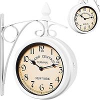 Reloj de Pared Colgante de Doble Cara y Chandelier Redondo de Hierro con Diseño Retro para Decoración del Hogar y Estación - details 2