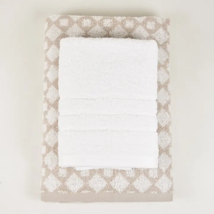 CASTMA GARANTIA DE ALTA CALIDAD - Juego de 2 Toallas de Baño Lavabo y Ducha Modelo GEO - 100% Algodón Suaves y Absorbentes - 1