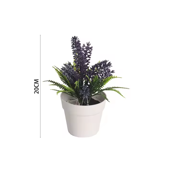 Poenia Arte Floral - Planta Lavanda Artificial en Maceta 20cm 2pcs - Realista y Fácil Cuidado - 1