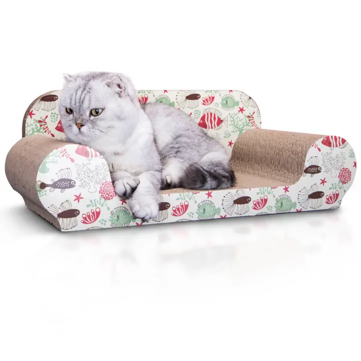 Nobleza - Rascador para Gatos Cartón con Hierba Gatera Juguete para Gatos Grandes 56*26*20cm - 1