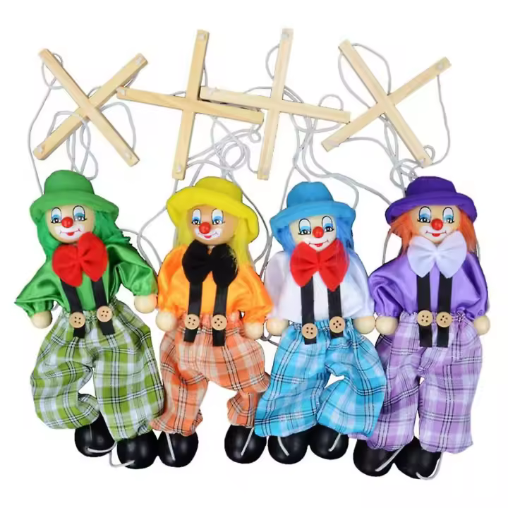 4 Packs Clown Marionette Toys Creative Pull String Puppet Kid Toys For Parent Child Interactive Toy - 1