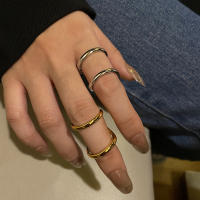 ANENJERY Anillo Doble Capa De Color Dorado Para Mujer Simple Y Venta Al Por Mayor Joyería De Fiesta Resizable Moda Actual - details 5