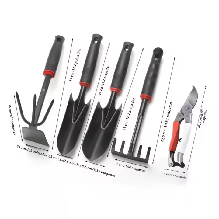 Juego De Herramientas De Jardín 5 Piezas: Shovel Rake Hoz Podaderos - Kit Esencial Para Jardinería - 1