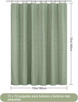 Cortina de Ducha para Bañera Cortinas Baño Tela Impermeable Poliéster con 12 Ganchos Lavable a Máquina 180 x 200cm - details 7