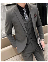 Traje De Boda Elegante Y Casual Para Hombres Estilo Británico Coreano Slim Conjunto De Chaqueta Chaleco Y Pantalones Para Oficina Y Celebraciones - details 11