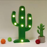 Lámpara De Noche En Forma De Cactus Verde Operada Por Batería Mini Lámpara De Mesa Para Decoración De Habitación Montaje En Pared Material Plástico - details 0
