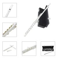 FLUTE SLADE De Plata Con 16 Agujeros Clave Cerrada Echa El E Teclado Para Principiantes Con Kit De Limpieza Estuche Guantes Y Varillas De Ajuste - details 2