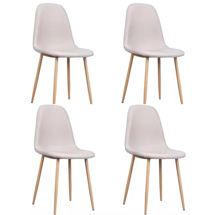 Lote de 4 sillas de comedor Lotus tapizadas. Gris claro. - 1