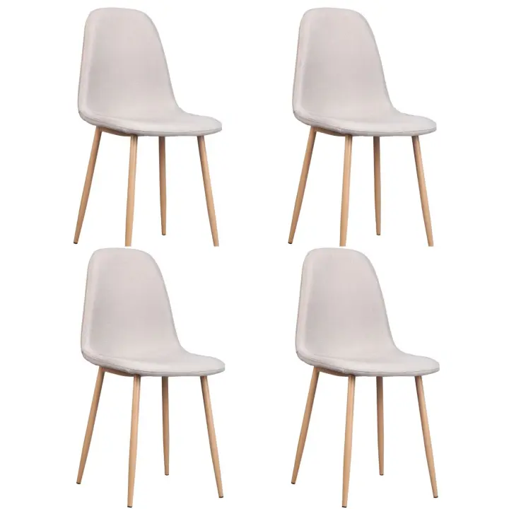 Lote de 4 sillas de comedor Lotus tapizadas. Gris claro. - 1