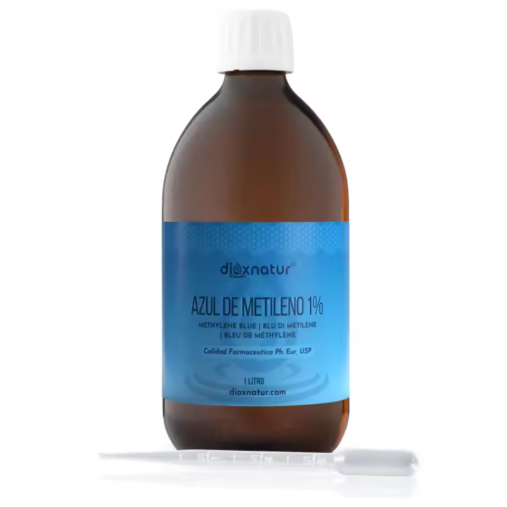 Dioxnatur ® Azul de Metileno Solución 1% USP Calidad Farmacéutica 1 litro con Pipeta Marca Española - 1