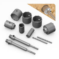 Juego De Brocas Para Taladro De Martillo SDS plus 30-160mm Herramientas Para Abertura De Agujeros En Hormigón Y Piedra Con Eje Redondo Para Carpintería Y Obras En Casa - details 0