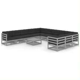 VIDAXL 3077071 juego de muebles para jardín con 12 piezas fabricadas en madera de pino gris vida xl - 1