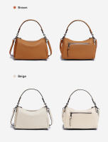 Bolso De Hombro Para Mujer Zency De Cuero Genuino Suave Negro Caqui Beige Gran Capacidad Con Dos Correas Bolso Crossbody - details 13
