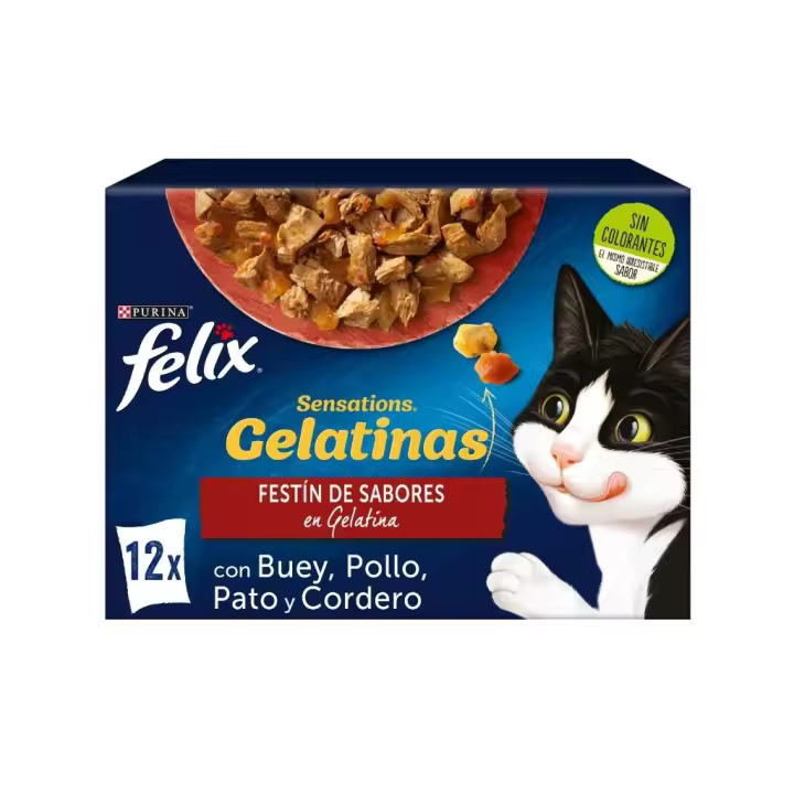 FELIX Sensations Festín de Sabores en Gelatina - Alimento Húmedo Completo para Gatos Adultos (Combinados de Carnes y Verduras) - 1