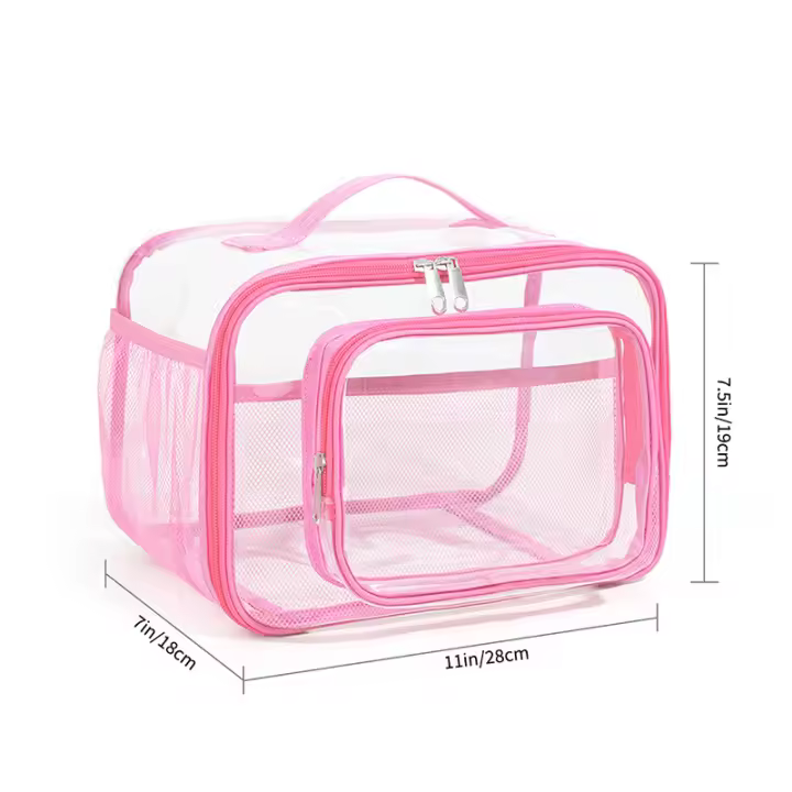 Bolsa de almuerzo transparente de gran capacidad, bolso portátil de PVC, bolsa de almacenamiento sencilla para cosméticos y artículos de tocador, bolsa de almuerzo - 1