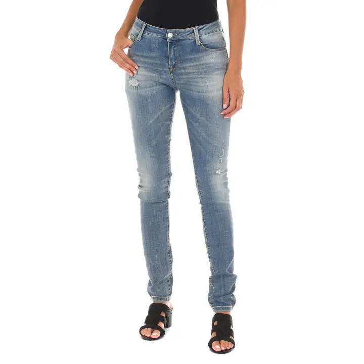 MET-Pantalon Tejano Largo efecto gastado y roto 10DB50305 para Mujer - 1