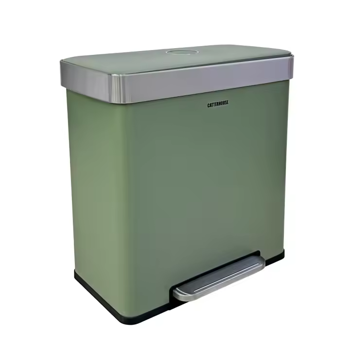 CATTERHOUSE Cubo de Basura y Reciclaje CATTERHOUSE Planeta 60L 58x35,5x60 cm de Metal con Pedal, Cubos Extraíbles y Cier - 1