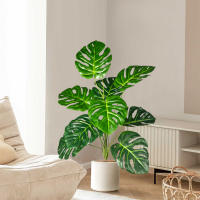 Arbusto De Monstera Artificial 70-100cm Hojas De Tortuga Verdes Plástico Simulación Alta Para Decoración De Jardín Oficina Interior - details 7