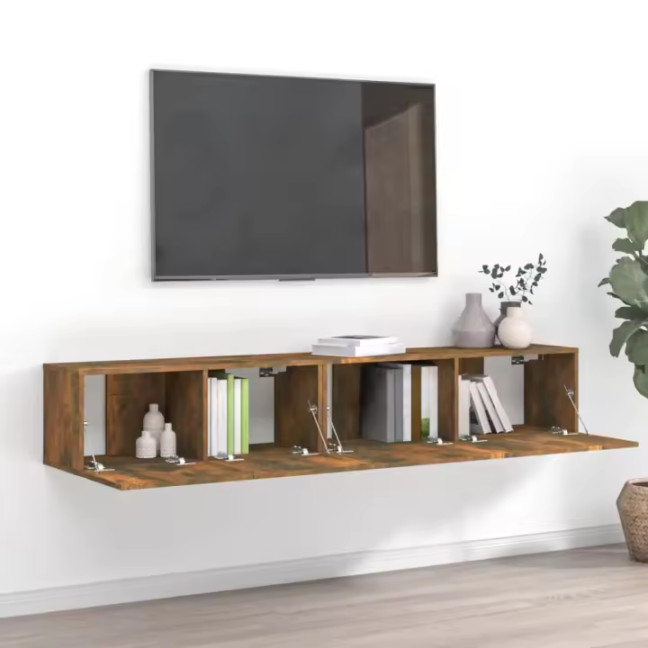 Set de muebles de TV 2 pzas madera contrachapada roble ahumado - 1