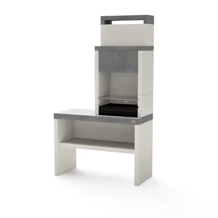 TUOZI - Barbacoa de Obra para Carbón Modelo PLAN 2 (Gris/Blanco - 110 x 47 x 192 cm) REF: 8035 - 1