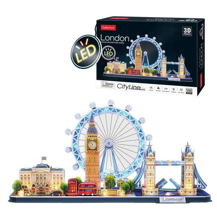 Puzzles 3D - London Led Cityline | Puzzles 3D Niños 8 Años | Puzzles 3D Adultos y Puzzles 3D Niños | Modelos de Construcción | Juegos Infantiles | 186 Piezas - 1