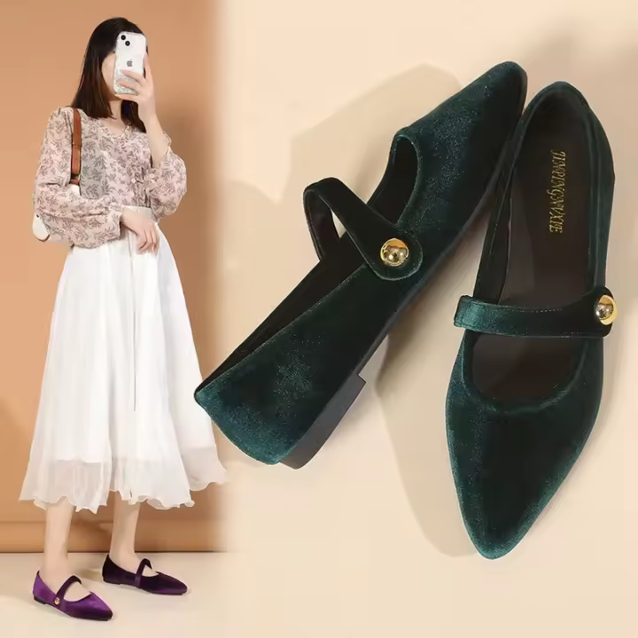 Zapatos Planos Retro Para Mujer De Cuero Suave Francés Estilo Small Fragrant Punta De Dedo Zapatos Planos Con Suela Suave Para Verano Casual - 1