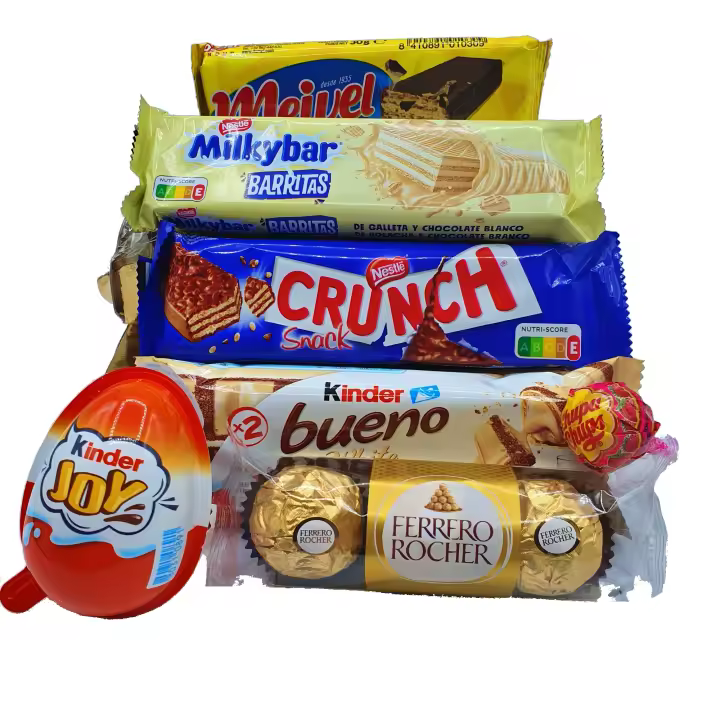 Mega Bandeja Chocolates Kinder Joy - Kinder Bueno - Ferrero Rocher - Barritas Chocolate Nestle. +10. Unid. Super Pack Regalo de Chocolates. Kinder - Ferrero - Nestle - Chupa Chup [IAMI] - 1