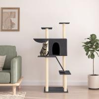 vidaXL Rascador para Gatos con Postes Árbol Torre de Escalada Sisal Color Crema,  Gris claro,  Gris oscuro y mas - details 2