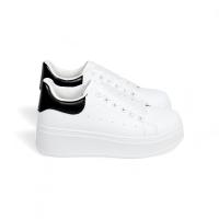 Zapatillas Blancas casual con Plataforma de 5cm - Deportivas Sneakers - Cordones Planos Anchos - Estilo Simple Casual - 7931- - details 1