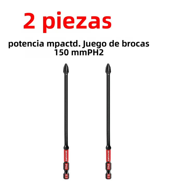 Set De Brocas Geinxurn 6 En. Impacto Duro #2 Phillips S2 Acero De Aleación Conjunto De Brocas Para Herramientas Eléctricas Y De Jardín - 1