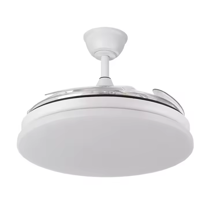 Ventilador Dc Tridente 59w Blanco 4aspas Desp.107d 6980lm Reg.intensidad Remoto+temporizador+memoria 3000-4000-6000k - 1