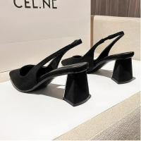 Sandalias De Verano 2024 Para Mujer Con Punta Aguda Y Correa Trasera Color Sólido Cómodas Y Elegantes Con Tacón Alto Sin Plataforma Talla Verdadera Para Oficina Y Carrera - details 5