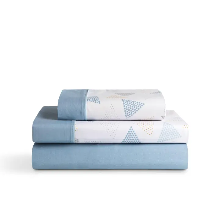 Llartextil Juego de Sábanas Karamelo Fannie Azul - Línea Limpia y Colorida - 1