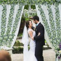 Guirnalda De Hojas De Eucalipto Artificiales Con Flores Blancas 1Pc Decoración Para Bodas Y Hogar Verdeo Realista Para Decoración De Paredes Y Habitaciones - details 7