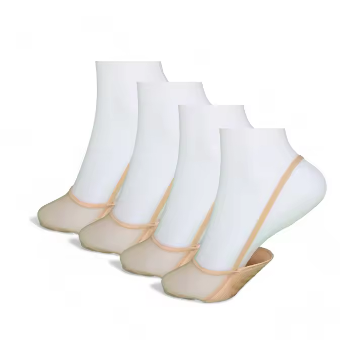 Geshop 4 Pares Calcetines Salva medias invisibles  Pinky puntera Invisibles  Suela Cojín Esponja Antideslizante con Goma Sujeción. - 1