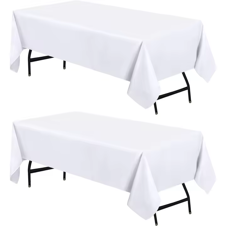 Utopia Kitchen Rectangular Tablecloth, Table Cover, Ideal for Parties, Events, Weddings and Restaurants, Machine Washable, 132 x 160 cm, Set of 2, White - 1
