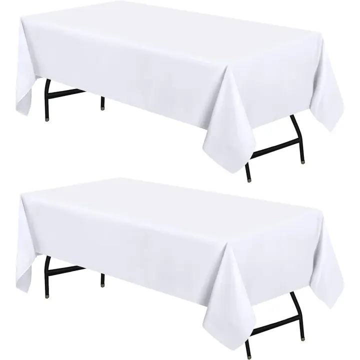 Utopia Kitchen Rectangle Tablecloth 150x300 cm - (Pack of 2) White Table Cover Machine Washable Table Cloth Perfect for Parties, Weddings and Festivals (59x118 inches) - 1