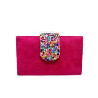 Bolso de Fiesta Bolso de mano Antelina con cierre de piedras multicolores medidas 19.5 x 10.5 cm - details 3